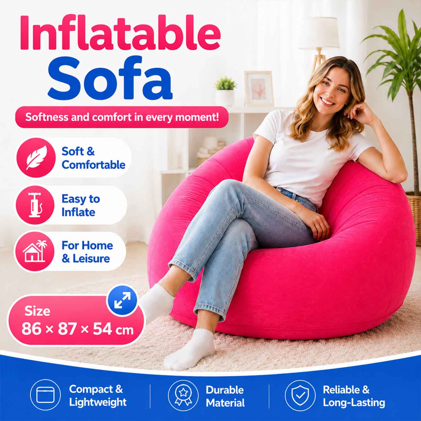 Outdoor Camping Couch - 1 Stück Aufblasbarer Sitzsack für Draußen,
