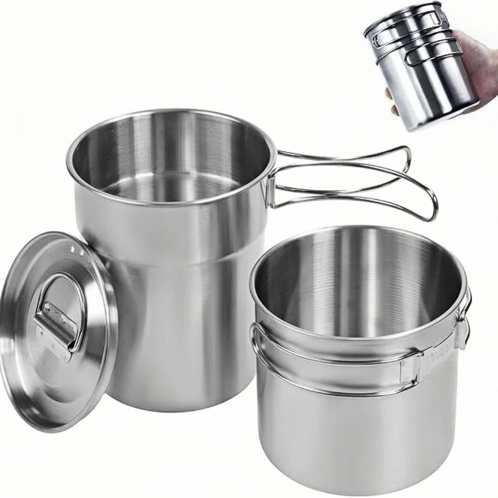 Outdoor Camping Cooking Set - Faltbare Campingbecher, Campingtöpfe, Kochgeschirr, 304-Food-Grade Outdoor-Camping-Kochset