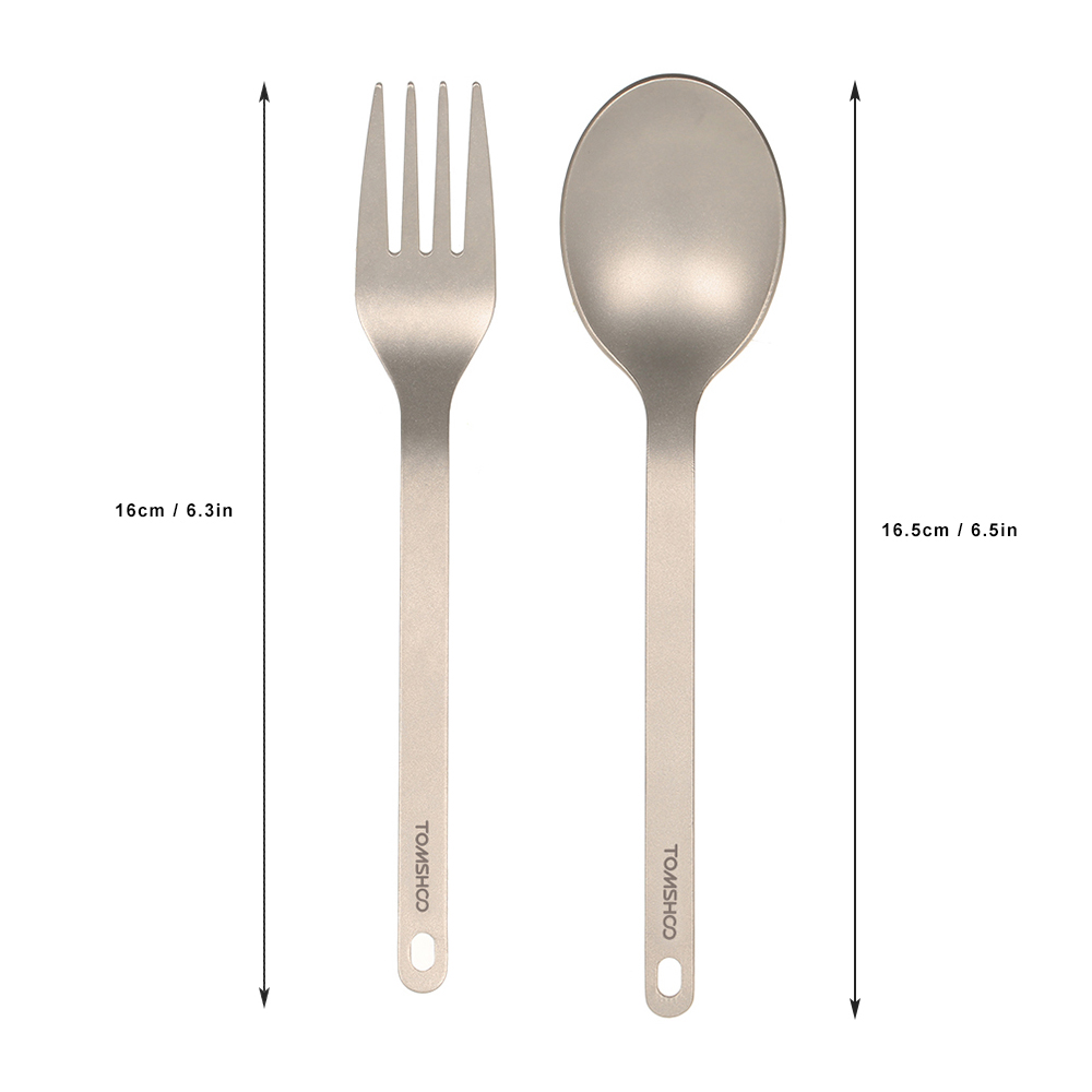 Outdoor Camping Cooking Set - TOMSHOO Titan-Geschirr, Esslöffel, Besteck, Besteck für
