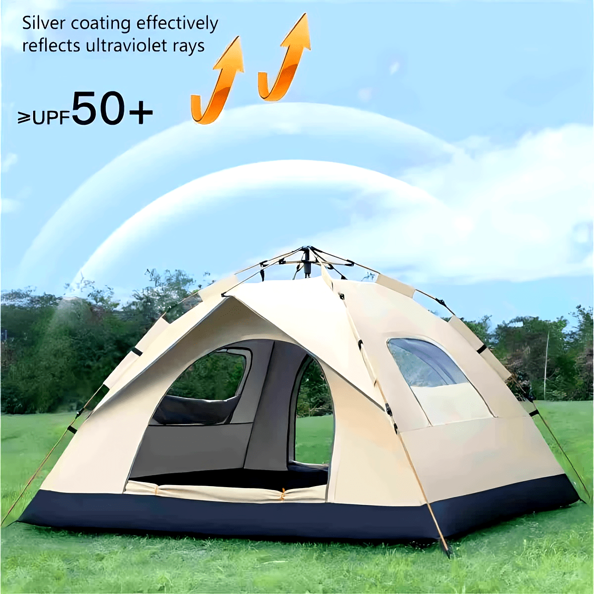 Outdoor Camping Automatic Quick Opening Tent - Automatisches Schnellöffnungs-Zelt mit Silberbeschichtung, Wasserdichtes UV-Schutz