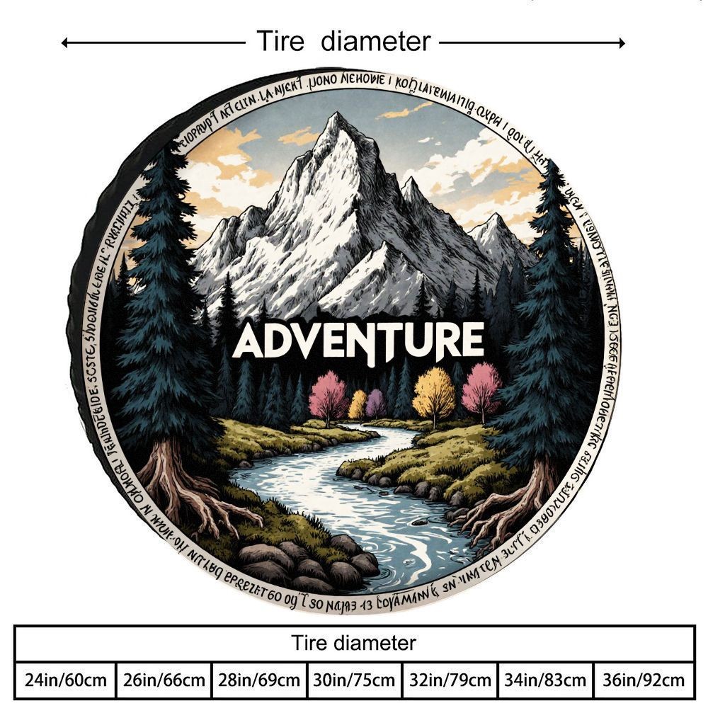 Outdoor Camping Adventures - Vintage Outdoor-Abenteuer-Szenen-Druck Reifenabdeckung aus Polyester, verschleißfester
