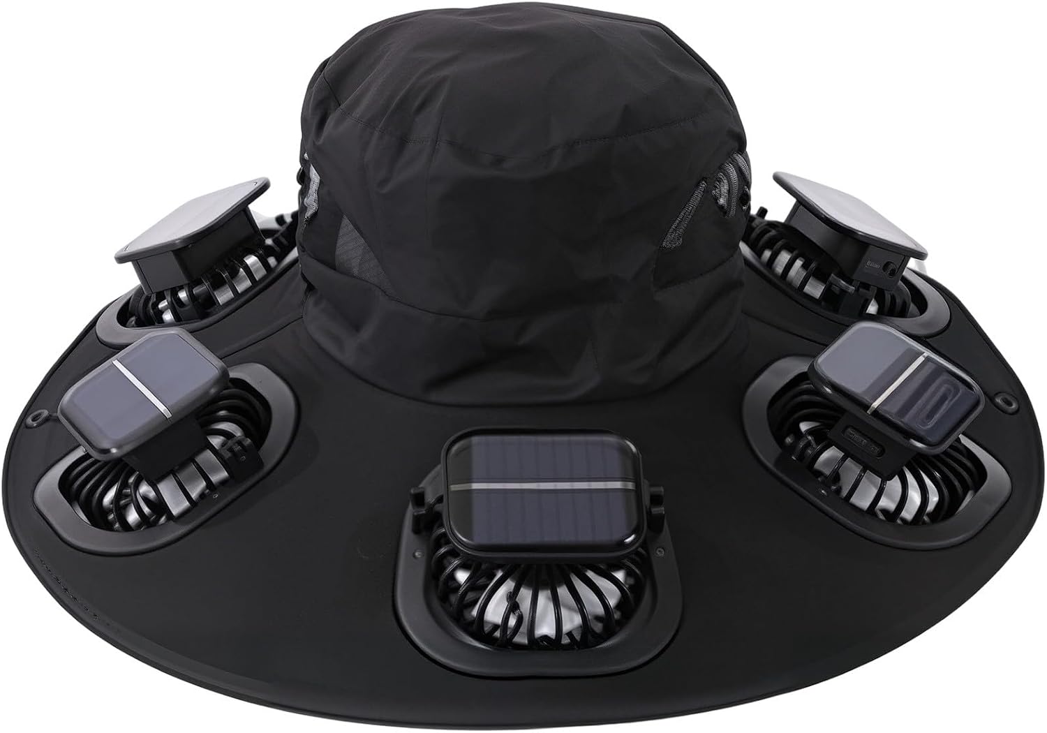 Outdoor Camping Fan - Solar-Ventilatorhut mit 6 Ventilatoren, atmungsaktiv, UV-Schutz,