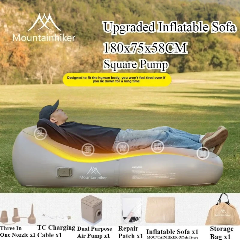 Outdoor Camping Couch - MOUNTAINHIKER 180x75x58CM Neues Aufblasbares Sofa-Bett Luftmatratze