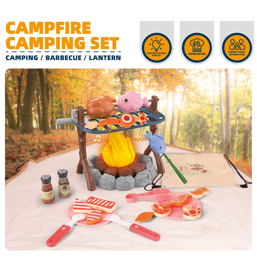 Outdoor Camping Adventures - Kinder-Outdoor-Abenteuer-Werkzeugset, simuliertes Camping-Spielzeug mit Lagerfeuer und