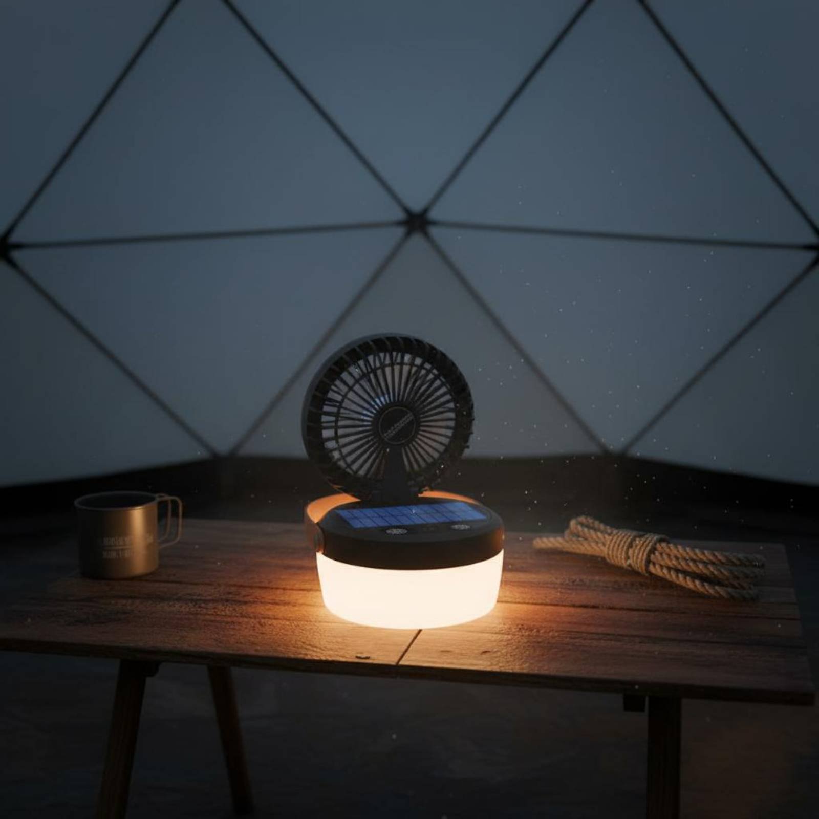Outdoor Camping Fan - Solar-Camping-Ventilator-Laterne, faltbares Design, dreifach funktionale Campinglaterne,