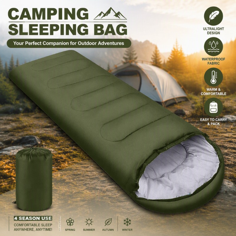 Ultralight Sleeping Bag - 1 Stück 4-Jahreszeiten-Ultraleicht-Wasserdichter Camping-Schlafsack, warmer Hüllenschlafsack