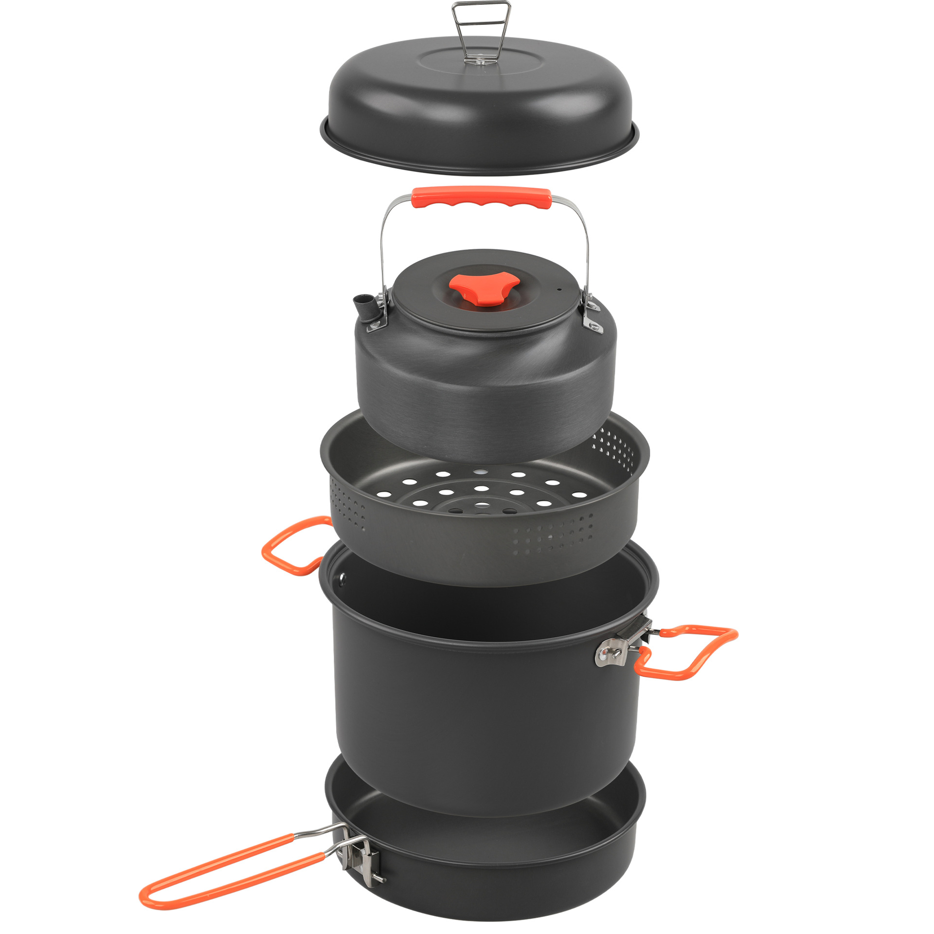 Outdoor Camping Cooking Set - Outdoor-Kochgeschirr-Set Camping Kochtopf Wasserkocher Dampf garer