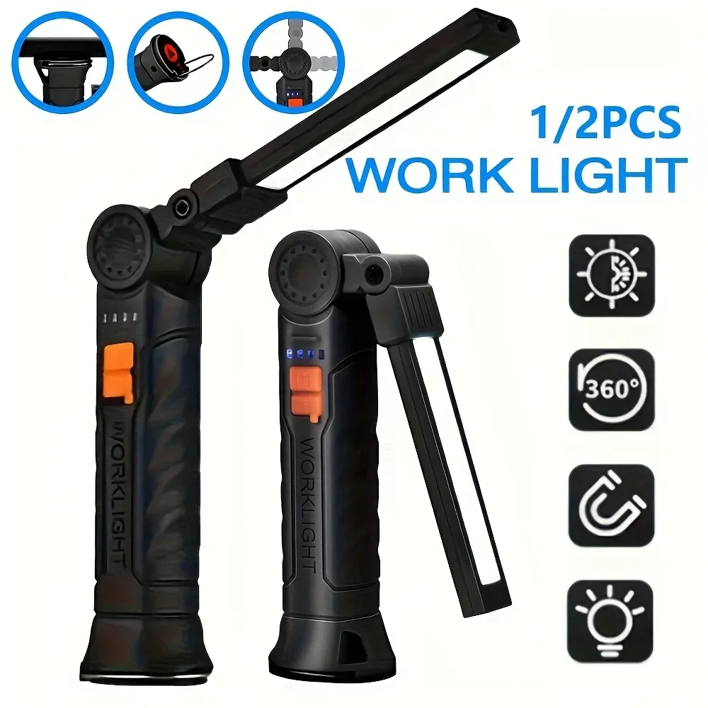Outdoor Camping Glamping - Tragbare COB-LED-Taschenlampe, wiederaufladbare Arbeitsleuchte mit magnetischer